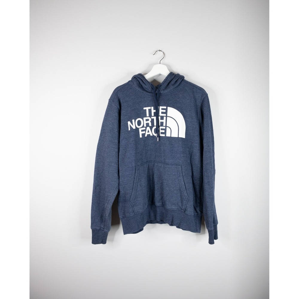 The North Face Hoodie Mens Medium Blue White Pullover Graphic Sweatshirt